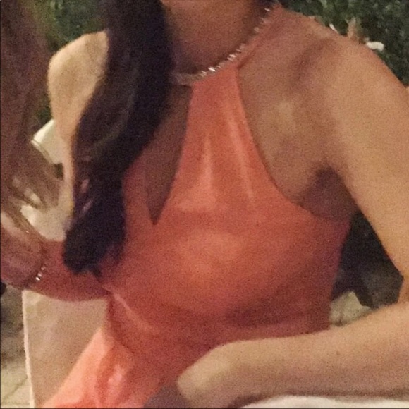 David’s bridal high neck embellished coral dress - Picture 4 of 5